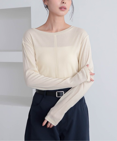 for/c（フォーシー）の「[新色追加]コットンシアーL/STシャツ【サスティナブル】（Tシャツ/カットソー・レディース・ブラック/オフホワイト/ライトグリーン/イエロー/グレー・M/L/LL）」の20枚目の写真