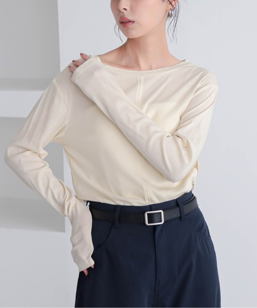 for/c（フォーシー）の「[新色追加]コットンシアーL/STシャツ【サスティナブル】（Tシャツ/カットソー・レディース・ブラック/オフホワイト/ライトグリーン/イエロー/グレー・M/L/LL）」の17枚目の写真