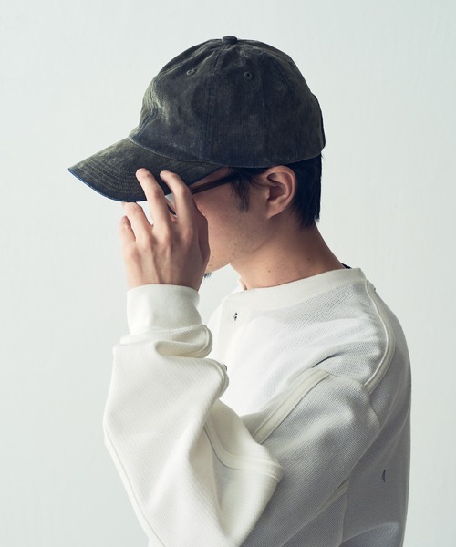 KIJIMA TAKAYUKI（キジマ　タカユキ）の「【KIJIMA TAKAYUKI】flocky printed denim 6panel cap（キャップ・メンズ・ブラック/オリーブ・FREE）」の2枚目の写真