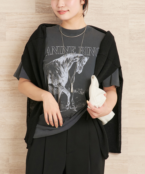 ANINE BING/アニービン LILI TEE BING TOUR Tシャツ ANINE BING / アニービン LILI TEE HORSE Tシャツ（Tシャツ/カットソー