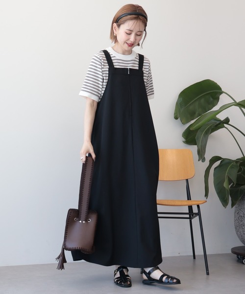 AMERICAN HOLIC(アメリカンホリック)の「【前後2WAY】ZIPジャンスカ(ジャンパースカート・レディース・グレイッシュベージュ/ブラック/チャコールグレー・L/M)」の2枚目の写真