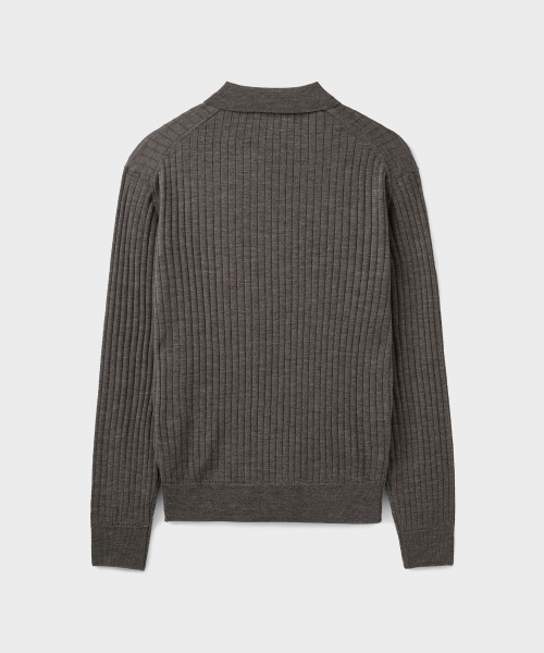 BRANDED（ブランデッド）の「GRACE MERINO WOOL POLO KNIT [MELANGE BROWN]（ニット/セーター・メンズ・その他・MEDIUM/LARGE/X-LARGE）」の2枚目の写真