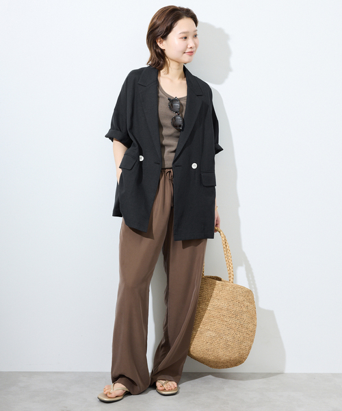 【SLOBE IENA】リネンレーヨンハーフスリーブジャケット WEB限定/追加》リネンレーヨンハーフスリーブジャケット（その他