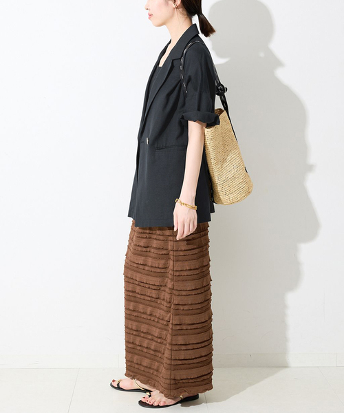 SLOBE IENA(スローブイエナ)の「《WEB限定/追加》リネンレーヨンハーフスリーブジャケット(その他アウター・レディース・ブラック/カーキ・36/38)」の17枚目の写真