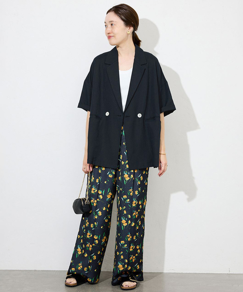 SLOBE IENA(スローブイエナ)の「《WEB限定/追加》リネンレーヨンハーフスリーブジャケット(その他アウター・レディース・ブラック/カーキ・36/38)」の18枚目の写真