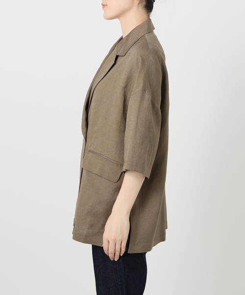 SLOBE IENA(スローブイエナ)の「《WEB限定/追加》リネンレーヨンハーフスリーブジャケット(その他アウター・レディース・ブラック/カーキ・36/38)」の17枚目の写真
