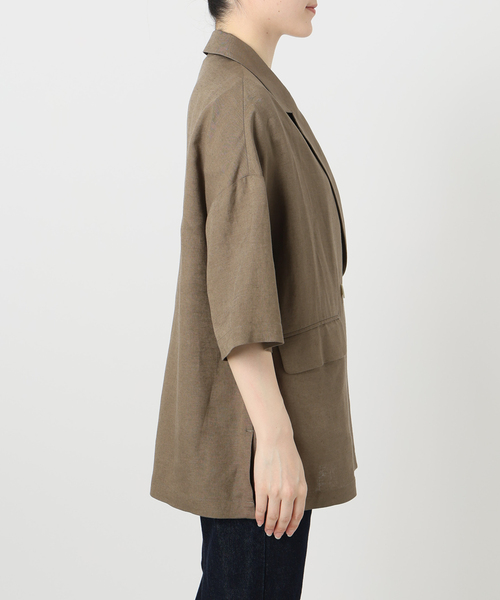 SLOBE IENA(スローブイエナ)の「《WEB限定/追加》リネンレーヨンハーフスリーブジャケット(その他アウター・レディース・ブラック/カーキ・36/38)」の16枚目の写真