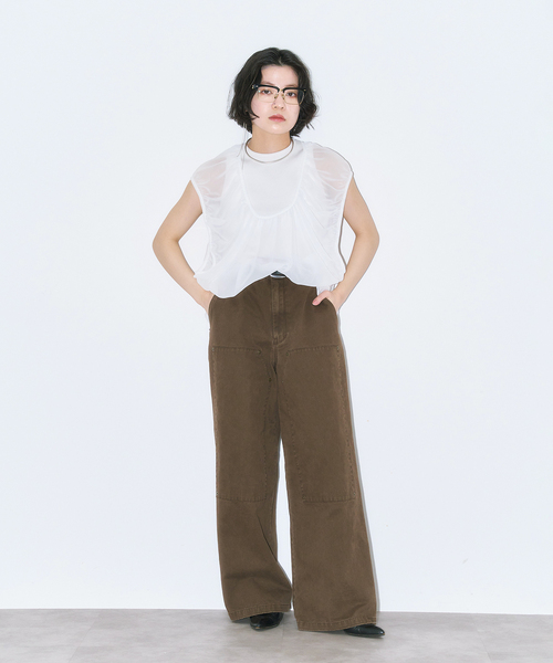 CITYSHOP（シティーショップ）の「GATHERED CHIFFON TANK：ブラウス（シャツ/ブラウス・レディース・ホワイト/ブラック・FREE）」の10枚目の写真