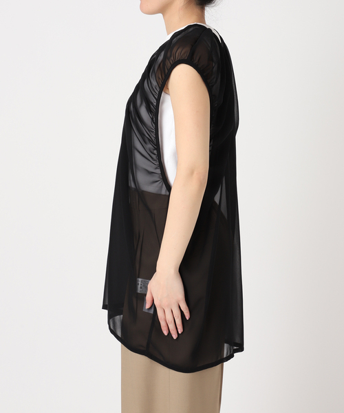 CITYSHOP（シティーショップ）の「GATHERED CHIFFON TANK：ブラウス（シャツ/ブラウス・レディース・ホワイト/ブラック・FREE）」の14枚目の写真