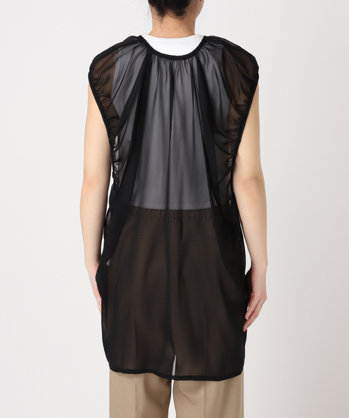 CITYSHOP（シティーショップ）の「GATHERED CHIFFON TANK：ブラウス（シャツ/ブラウス・レディース・ホワイト/ブラック・FREE）」の15枚目の写真