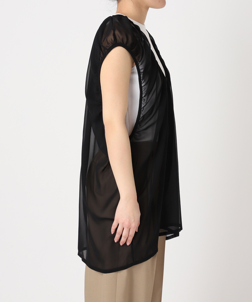 CITYSHOP（シティーショップ）の「GATHERED CHIFFON TANK：ブラウス（シャツ/ブラウス・レディース・ホワイト/ブラック・FREE）」の16枚目の写真