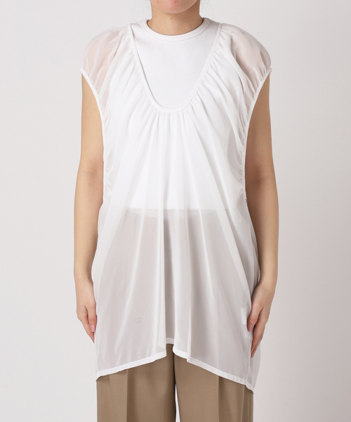 CITYSHOP（シティーショップ）の「GATHERED CHIFFON TANK：ブラウス（シャツ/ブラウス・レディース・ホワイト/ブラック・FREE）」の20枚目の写真