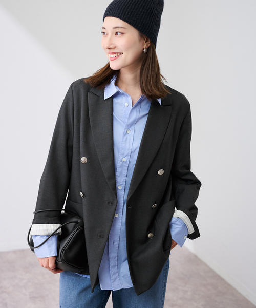 FRAMeWORK（フレームワーク）の「≪追加≫TWRカルゼDBジャケット 3（テーラードジャケット・レディース・ネイビー/チャコールグレー・38/36）」の6枚目の写真