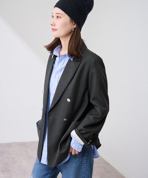 FRAMeWORK（フレームワーク）の「≪追加≫TWRカルゼDBジャケット 3（テーラードジャケット・レディース・ネイビー/チャコールグレー・38/36）」の7枚目の写真