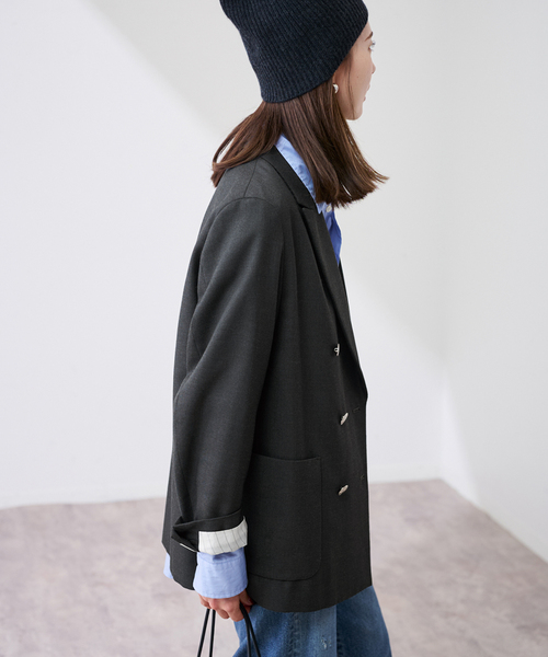 FRAMeWORK（フレームワーク）の「≪追加≫TWRカルゼDBジャケット 3（テーラードジャケット・レディース・ネイビー/チャコールグレー・38/36）」の8枚目の写真