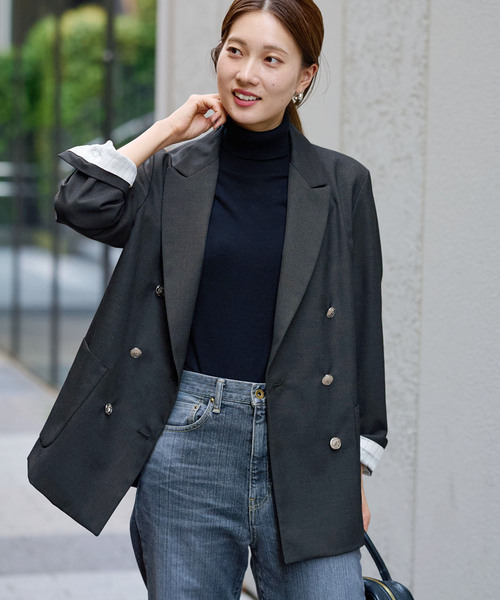 FRAMeWORK（フレームワーク）の「≪追加≫TWRカルゼDBジャケット 3（テーラードジャケット・レディース・ネイビー/チャコールグレー・38/36）」の11枚目の写真