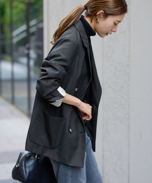 FRAMeWORK（フレームワーク）の「≪追加≫TWRカルゼDBジャケット 3（テーラードジャケット・レディース・ネイビー/チャコールグレー・38/36）」の12枚目の写真