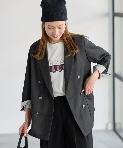 FRAMeWORK（フレームワーク）の「≪追加≫TWRカルゼDBジャケット 3（テーラードジャケット・レディース・ネイビー/チャコールグレー・38/36）」の15枚目の写真