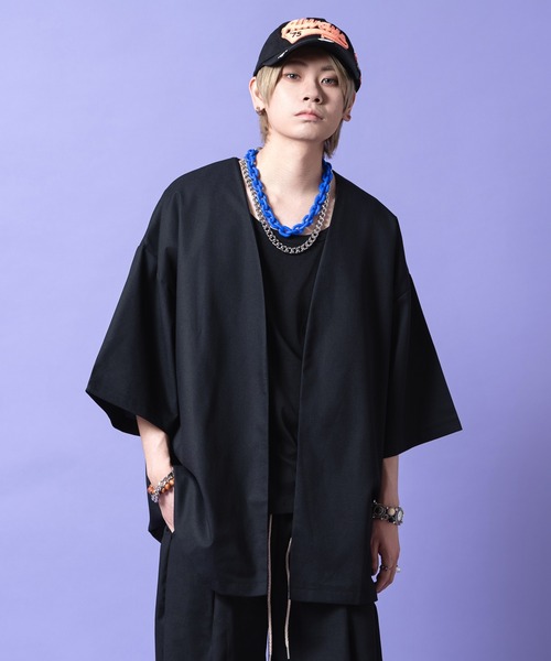 a.p.o.v.(エーピーオービー)の「a.p.o.v. オーバーサイズバックビッグプリントコットンシーチング半袖ラップカーディガン(カーディガン/ボレロ・メンズ・アイボリー/ブラック/グリーン・ONESIZE)」の11枚目の写真