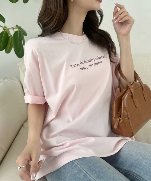 Ada.（エイダ）の「レタリングデザイン 半袖プリントＴシャツ（Tシャツ/カットソー・レディース・ピンク/ホワイト/グレー/ブラック・FREE）」の4枚目の写真