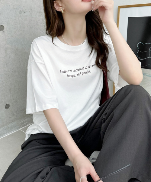 Ada.（エイダ）の「レタリングデザイン 半袖プリントＴシャツ（Tシャツ/カットソー・レディース・ピンク/ホワイト/グレー/ブラック・FREE）」の14枚目の写真