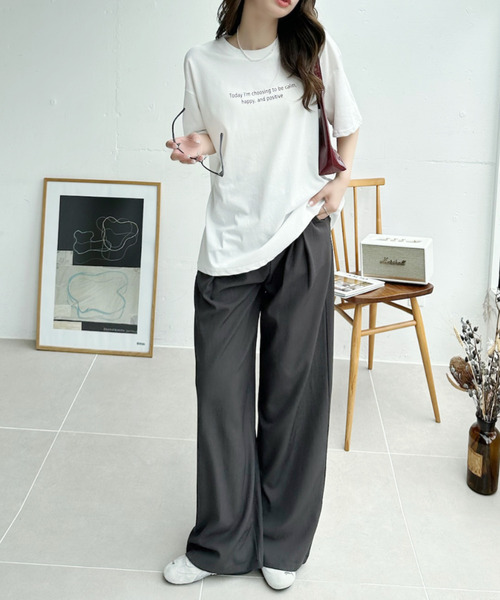 Ada.（エイダ）の「レタリングデザイン 半袖プリントＴシャツ（Tシャツ/カットソー・レディース・ピンク/ホワイト/グレー/ブラック・FREE）」の16枚目の写真
