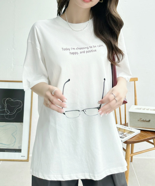 Ada.（エイダ）の「レタリングデザイン 半袖プリントＴシャツ（Tシャツ/カットソー・レディース・ピンク/ホワイト/グレー/ブラック・FREE）」の18枚目の写真