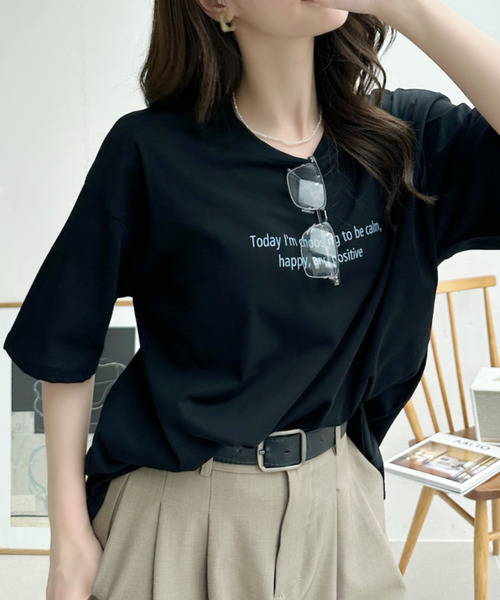 Ada.（エイダ）の「レタリングデザイン 半袖プリントＴシャツ（Tシャツ/カットソー・レディース・ピンク/ホワイト/グレー/ブラック・FREE）」の22枚目の写真