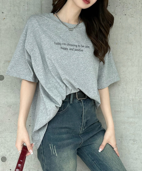 Ada.（エイダ）の「レタリングデザイン 半袖プリントＴシャツ（Tシャツ/カットソー・レディース・ピンク/ホワイト/グレー/ブラック・FREE）」の8枚目の写真