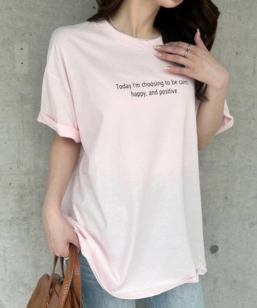 Ada.（エイダ）の「レタリングデザイン 半袖プリントＴシャツ（Tシャツ/カットソー・レディース・ピンク/ホワイト/グレー/ブラック・FREE）」の13枚目の写真