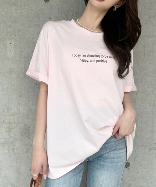 Ada.（エイダ）の「レタリングデザイン 半袖プリントＴシャツ（Tシャツ/カットソー・レディース・ピンク/ホワイト/グレー/ブラック・FREE）」の11枚目の写真