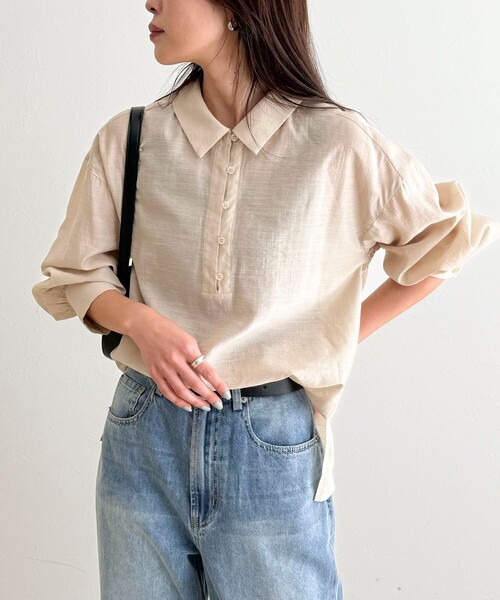 fredy emue(フレディエミュ)の「リネン混シアースラブブラウス(シャツ/ブラウス・レディース・ベージュ/ブラウン・38)」の1枚目の写真