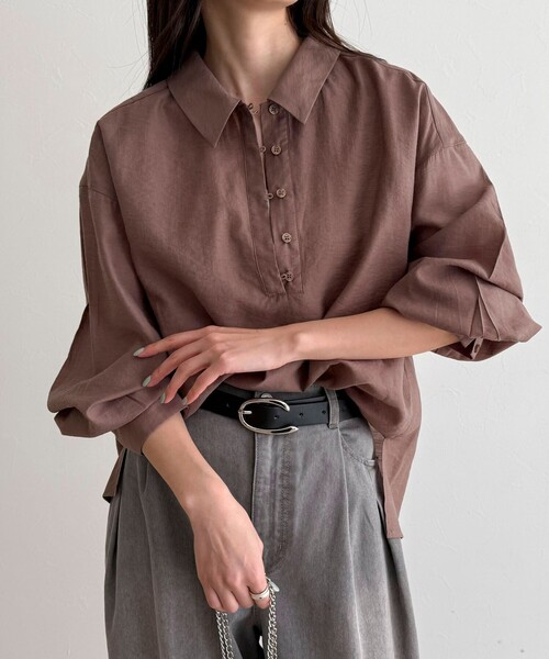 fredy emue(フレディエミュ)の「リネン混シアースラブブラウス(シャツ/ブラウス・レディース・ベージュ/ブラウン・38)」の2枚目の写真