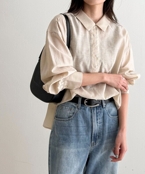 fredy emue(フレディエミュ)の「リネン混シアースラブブラウス(シャツ/ブラウス・レディース・ベージュ/ブラウン・38)」の6枚目の写真