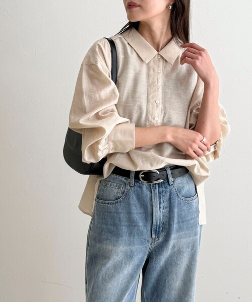 fredy emue(フレディエミュ)の「リネン混シアースラブブラウス(シャツ/ブラウス・レディース・ベージュ/ブラウン・38)」の7枚目の写真