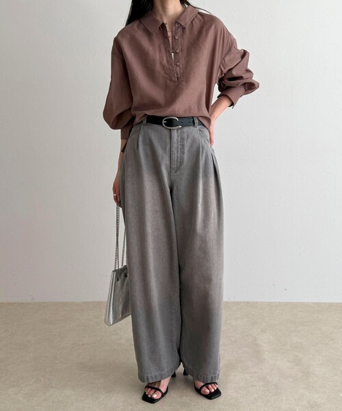 fredy emue(フレディエミュ)の「リネン混シアースラブブラウス(シャツ/ブラウス・レディース・ベージュ/ブラウン・38)」の15枚目の写真