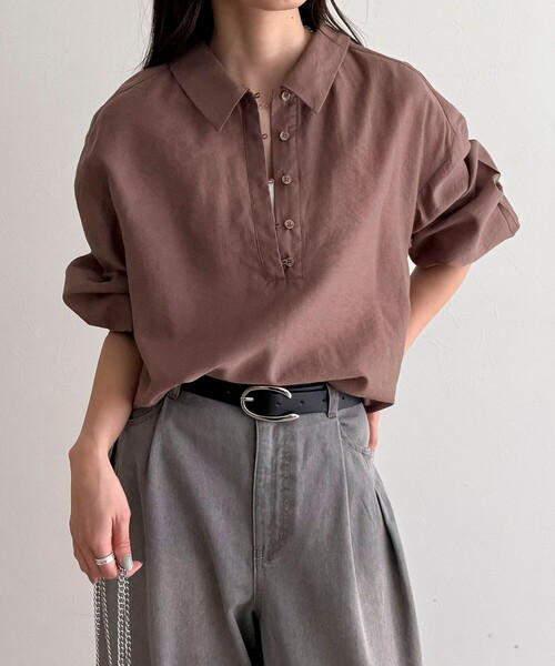 fredy emue(フレディエミュ)の「リネン混シアースラブブラウス(シャツ/ブラウス・レディース・ベージュ/ブラウン・38)」の18枚目の写真
