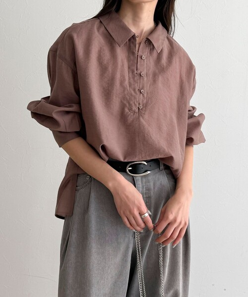 fredy emue(フレディエミュ)の「リネン混シアースラブブラウス(シャツ/ブラウス・レディース・ベージュ/ブラウン・38)」の19枚目の写真