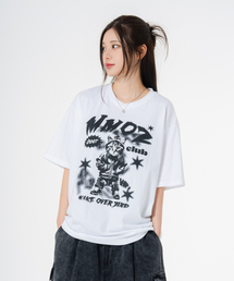 フードパーカーオーバーサイズ半袖Tシャツホワイト