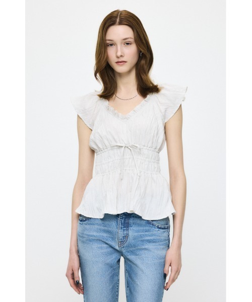 MOUSSY(マウジー)の「WRINKLE RUFFLE SLEEVE ブラウス(シャツ/ブラウス・レディース・ブラック/オフホワイト/ブルー系その他/ピンク系その他・FREE)」の2枚目の写真