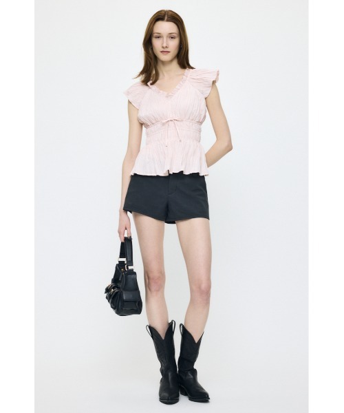 MOUSSY(マウジー)の「WRINKLE RUFFLE SLEEVE ブラウス(シャツ/ブラウス・レディース・ブラック/オフホワイト/ブルー系その他/ピンク系その他・FREE)」の6枚目の写真