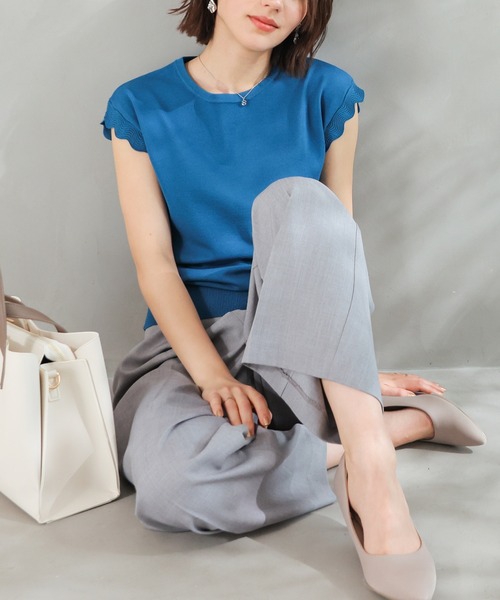 GLACIER lusso(グラシアルッソ)の「【美冷・接触冷感・抗菌防臭・イージーケア・ウォッシャブル】サイド釦ストレートパンツ(スラックス・レディース・杢グレー/ブラウン系1/ブラック・S/M/LL/L)」の14枚目の写真