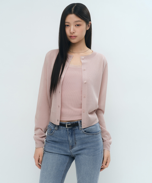 MUSINSA STANDARD WOMAN（ムシンサスタンダードウーマン）の「ウィメンズシアラウンドネックカーディガン[インディアンピンク]（カーディガン/ボレロ・レディース・その他・SMALL/MEDIUM/LARGE/X-SMALL）」の5枚目の写真