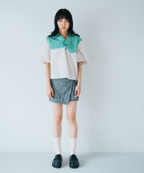 soduk(スドーク)の「【soduk】26SS新作 wrapping knit shorts / ラッピングニットショーツ(その他パンツ・レディース・グレー系/ブラック系/ネイビー・ONE SIZE)」の1枚目の写真