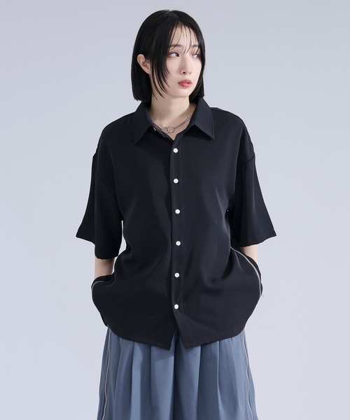 新色追加】2wayサイドジップガラパターンシャツ（シャツ/ブラウス