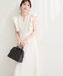 セール】〈canami〉配色ステッチラッフル袖ワンピース（ワンピース