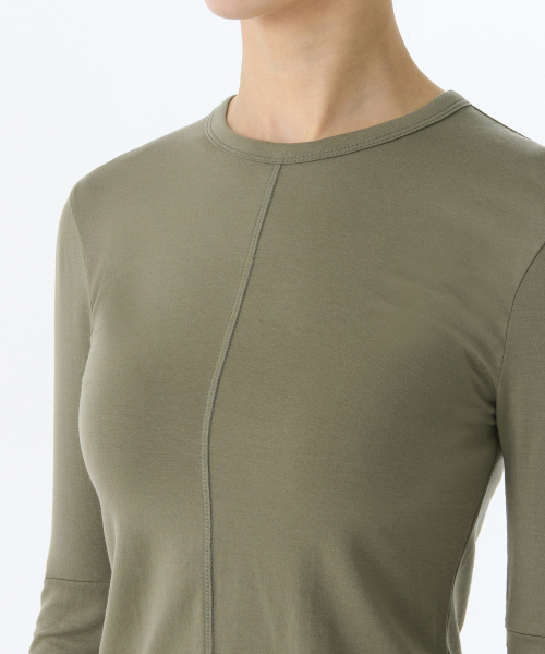 MUSINSA STANDARD WOMAN（ムシンサスタンダードウーマン）の「ウィメンズ テンセル スリム エルボ カット アウト 長袖Tシャツ [セージ]（Tシャツ/カットソー・レディース・その他・X-SMALL/SMALL/MEDIUM/LARGE）」の3枚目の写真