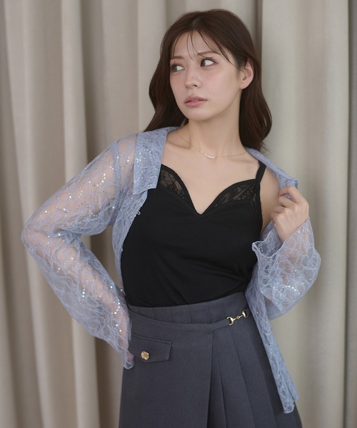 Ambre Neige(アンブルネージュ)の「lace design with cups camisole / レースデザインカップツキキャミソール(キャミソール・レディース・オフホワイト/ブラック・FREE)」の7枚目の写真