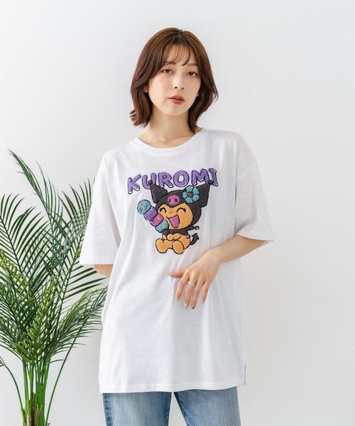sanrio(サンリオ)の「【sanrio/サンリオ】【ゆったりルーズシルエット】日焼けキャラクター サガラ刺繍Tシャツ ハローキティ クロミ ポチャッコ y2k 平成レトロ(Tシャツ/カットソー・レディース・ライトグレー/サックスブルー/オフホワイト/スミクロ・MEDIUM/LARGE)」の19枚目の写真
