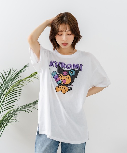 sanrio(サンリオ)の「【sanrio/サンリオ】【ゆったりルーズシルエット】日焼けキャラクター サガラ刺繍Tシャツ ハローキティ クロミ ポチャッコ y2k 平成レトロ(Tシャツ/カットソー・レディース・ライトグレー/サックスブルー/オフホワイト/スミクロ・MEDIUM/LARGE)」の22枚目の写真